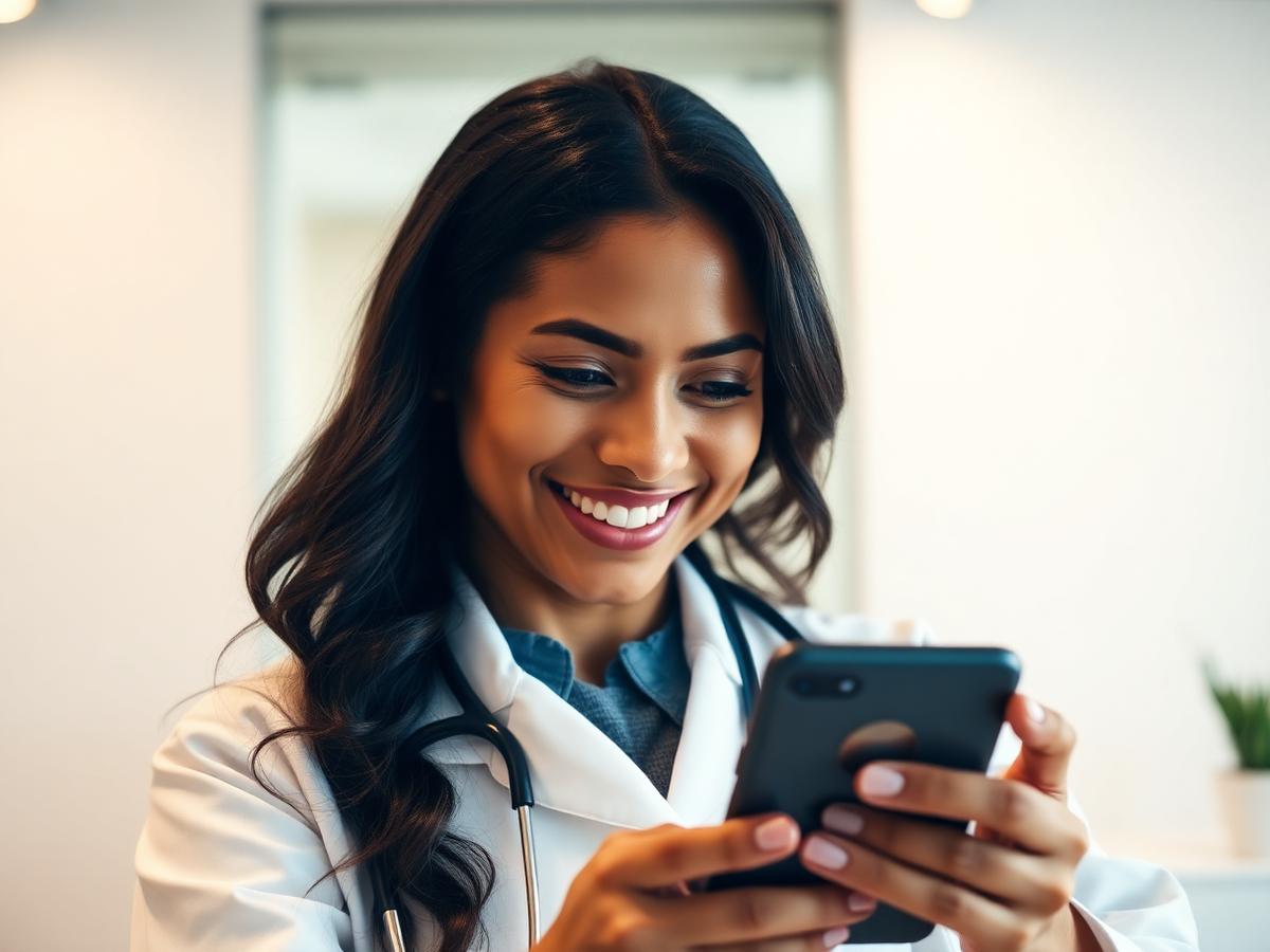 Médica atendendo por telemedicina